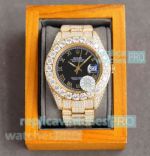 Replica Rolex Datejust Large Diamonds Yellow Gold Black Roman Dial 42mm